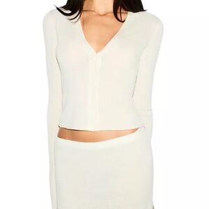 SKIMS Featherweight Cashmere Cardigan in Ecru